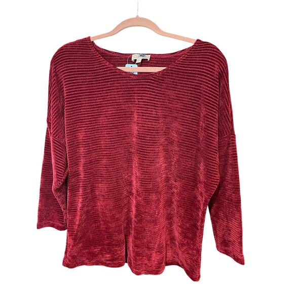 Chenault Sweater Maroon Ribbed Long Sleeve Chenille - Picture 1 of 3